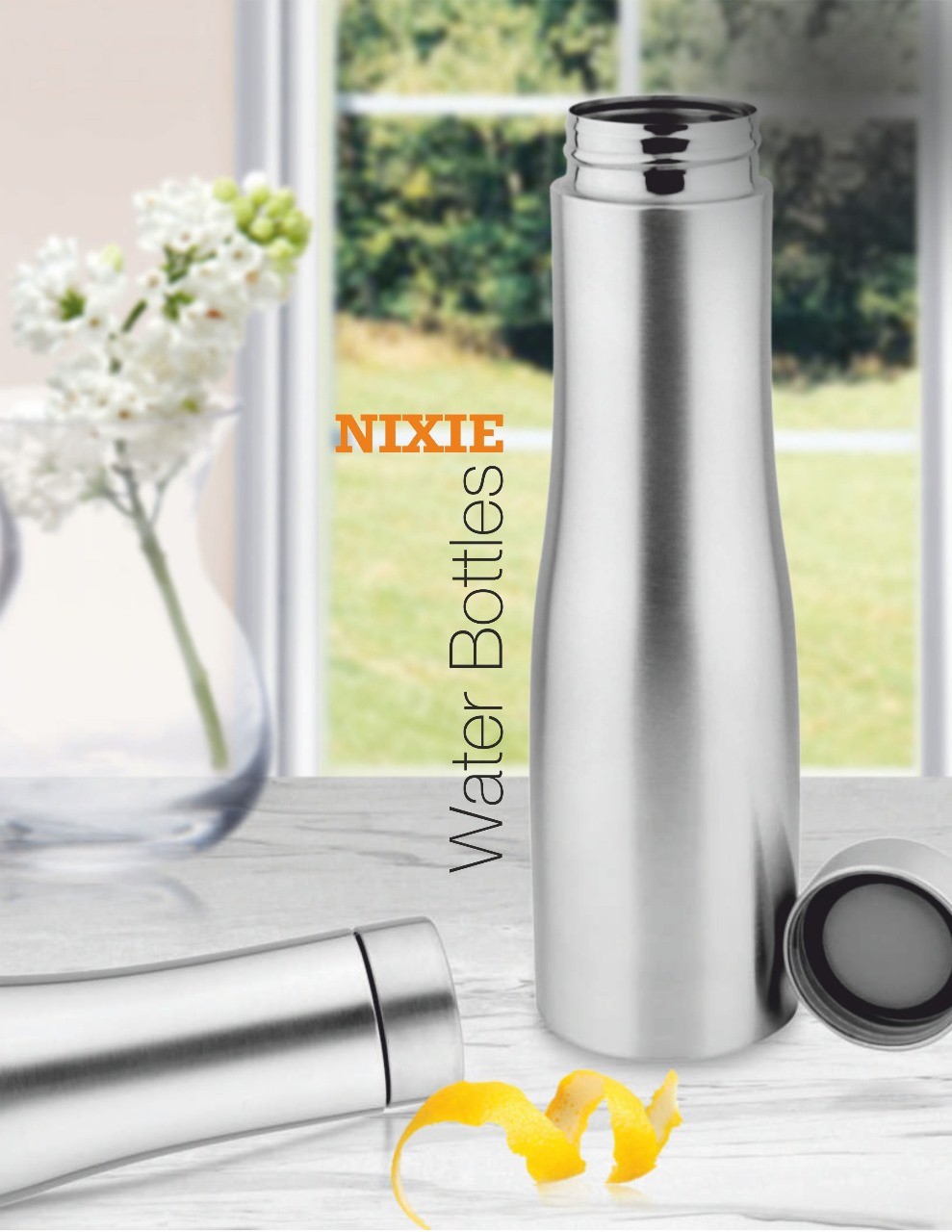 Ally Nixie Stainless Steel Water Bottle 1000ML -Silver